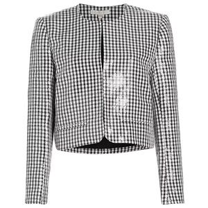 Wayf Kennedy Sequined Houndstooth Jacket Black and White NWT